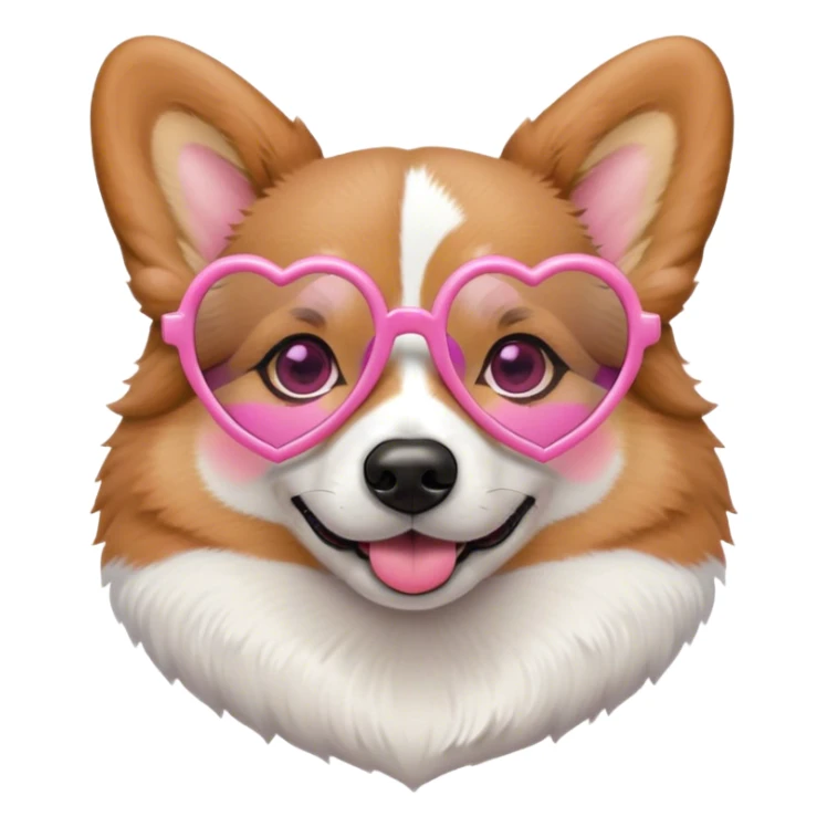 Cute corgi wearing pink heart glasses sticker