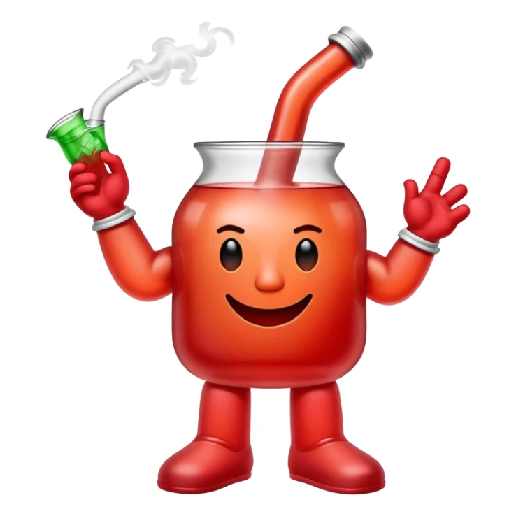 Kool-Aid man with visible arms and legs smoking a bong sticker