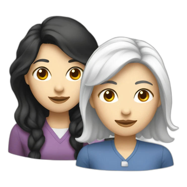 two senior software developer female friends with black hair and white skin sticker