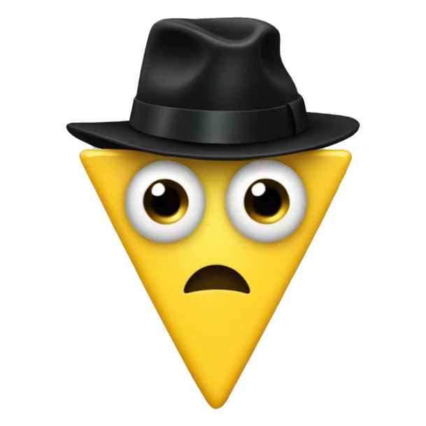 Yellow triangle with one eye and black bow tie and black hat sticker