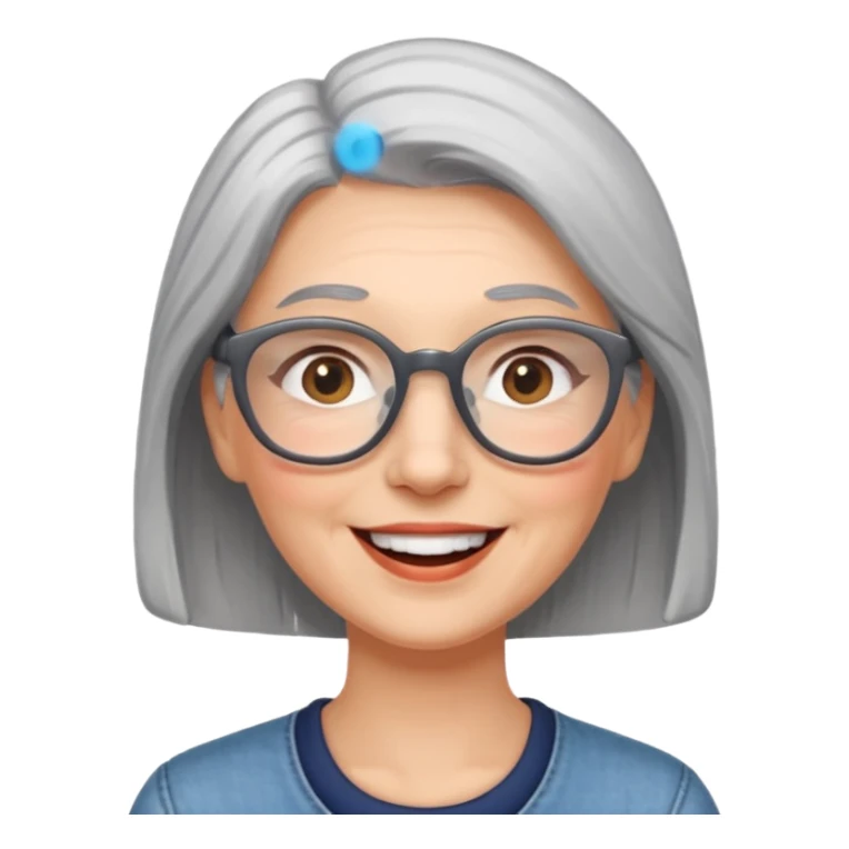happy woman with gray hair and glasses sticker
