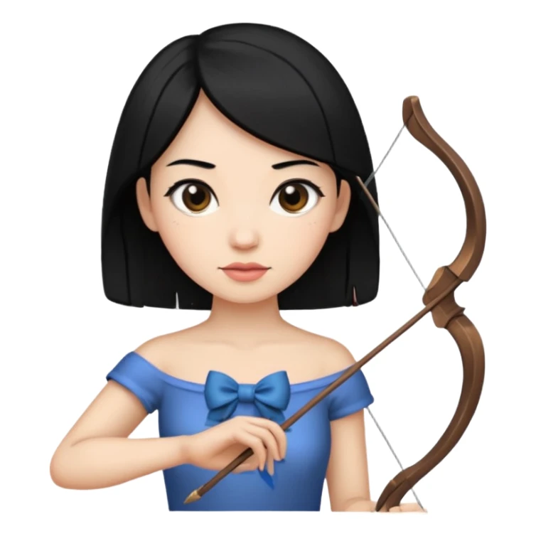 Creami una donna  con capelli neri con un arco sticker