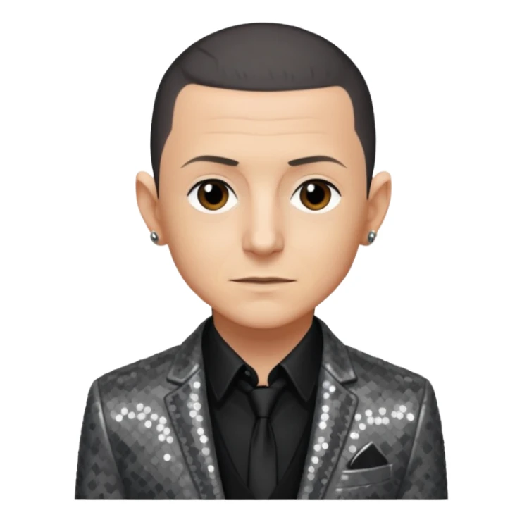 Chester Bennington with sequin gray suit jacket with black shirt sticker