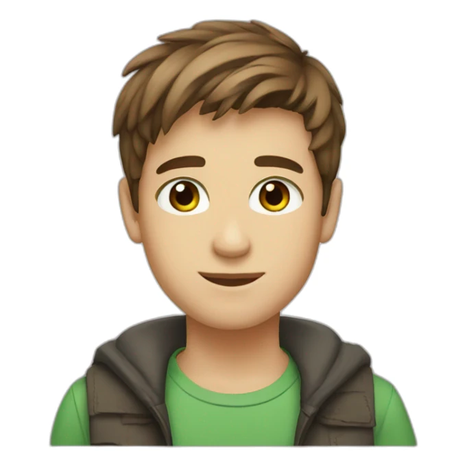 A boy, green eyes, brown hair, short hair, straight hair sticker