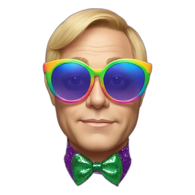 elton john in oversized cat-eye colorful sunglasses for mardi gras sticker