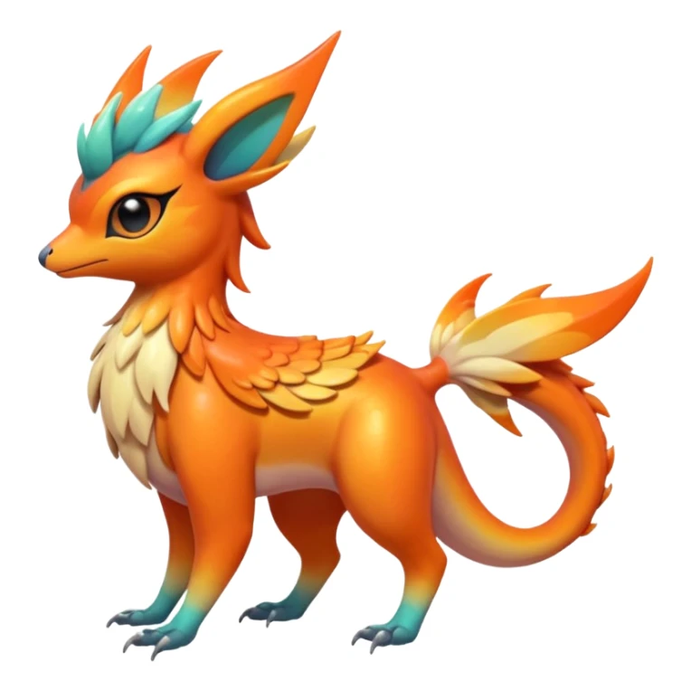  Shiny iridescent light warmly colored reddish-orange-gold-gradients neon vibrant colorful pastel flourishing flurry fuzzy Nargacuga-Palkia-Meloetta-Noibat-fusion-animal-Fakémon-hybrid-creature, by griffsnuff sticker