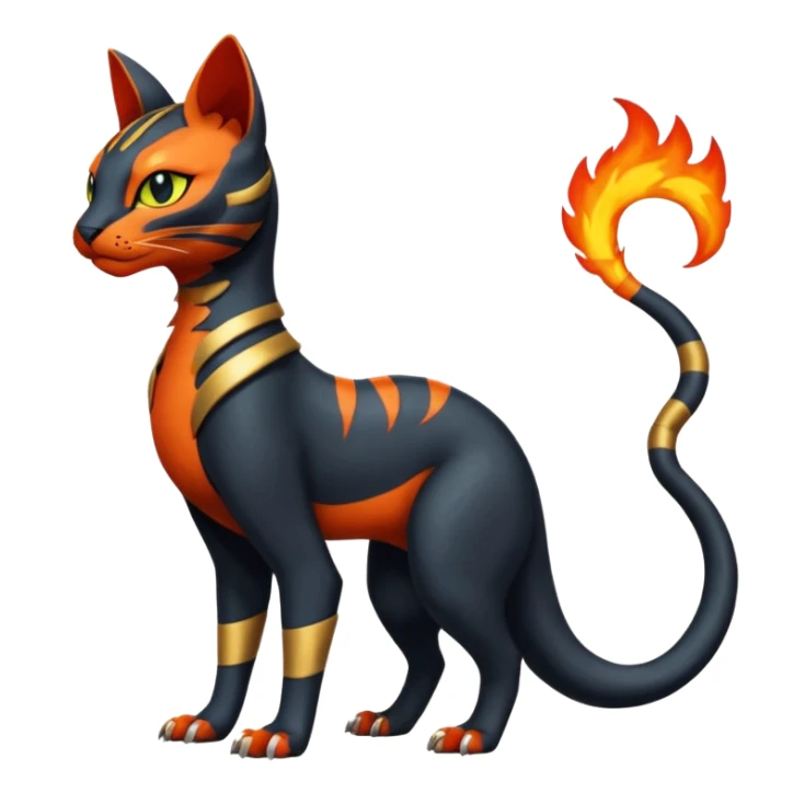 Salandit-Torracat-Bastet-Fakémon-hybrid-creature (full body)  sticker