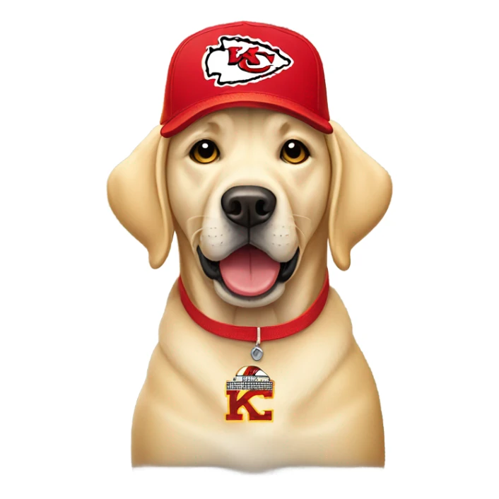 Yellow lab wearing Kansas city chiefs hat sticker