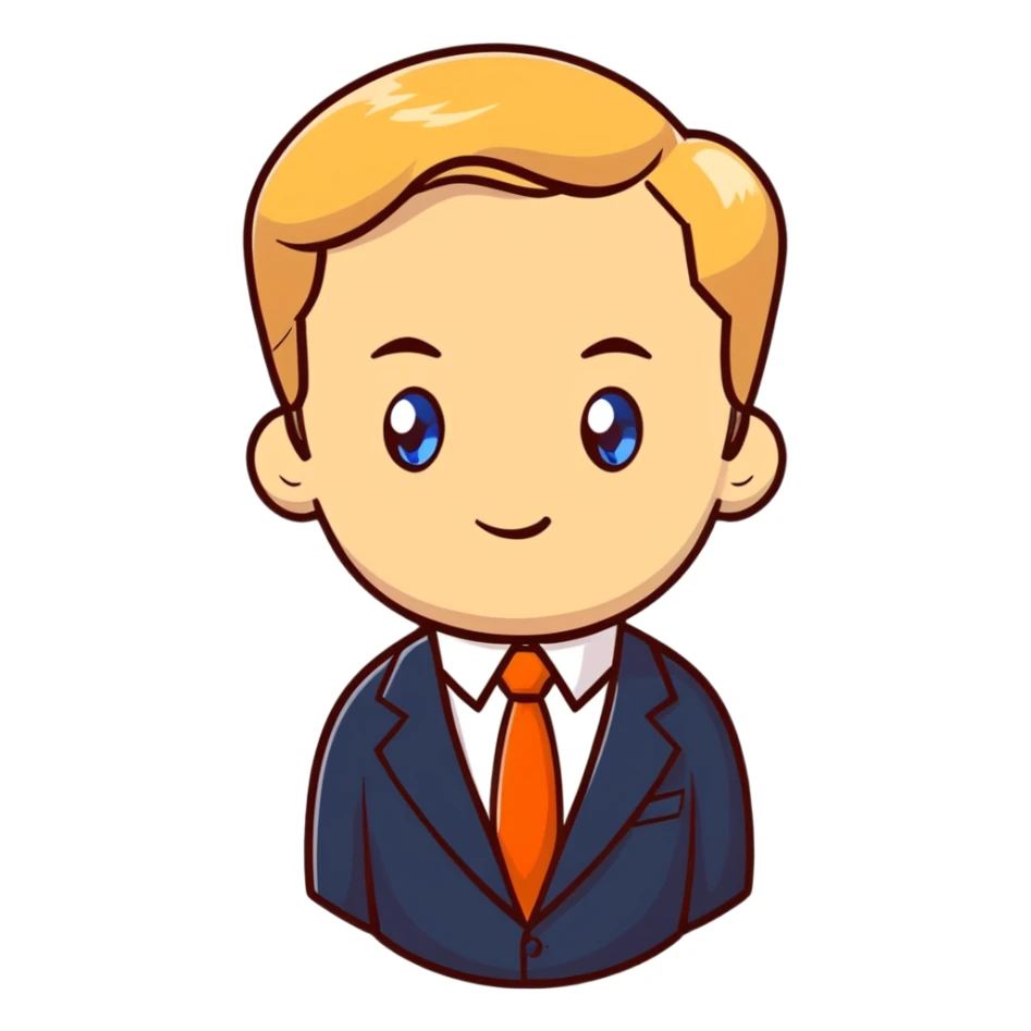 Russian leader with serious expression, short blonde hair, blue eyes, in formal suit sticker