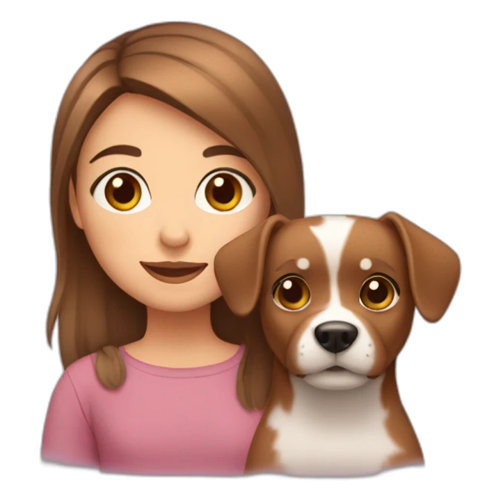 Brown eyed and haired girl with small dog sticker