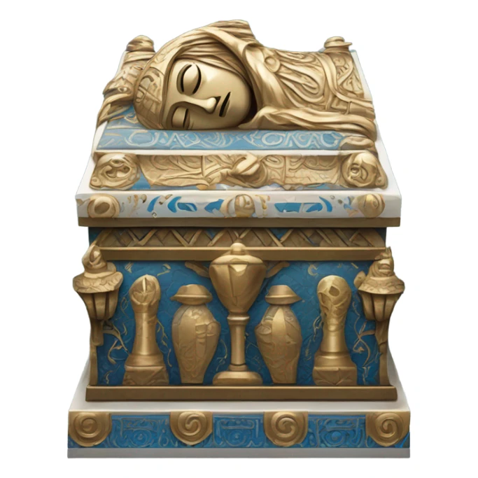 gold blue white black sarcophagus, full body  sticker