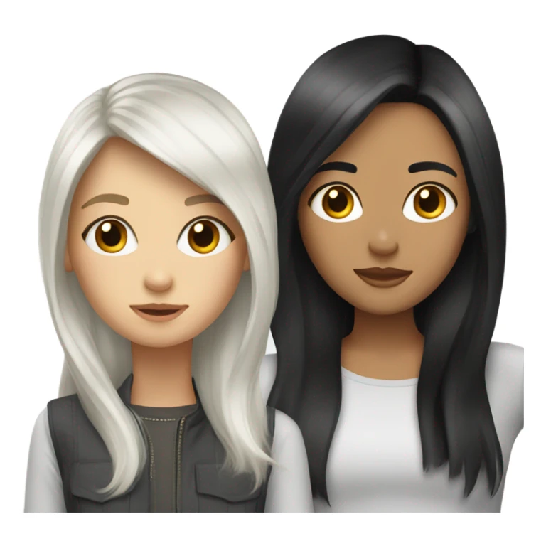 blode and black-hair girls sticker