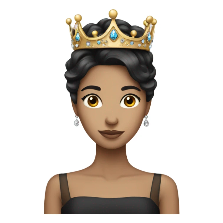 Elegant dark hair girl with crown sticker