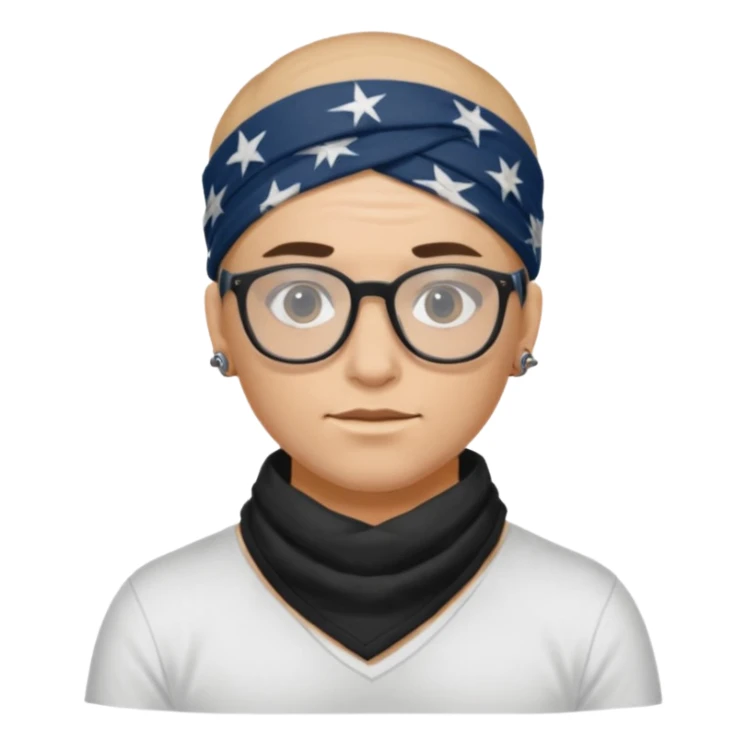 character with bandana and glasses and tattoted sticker