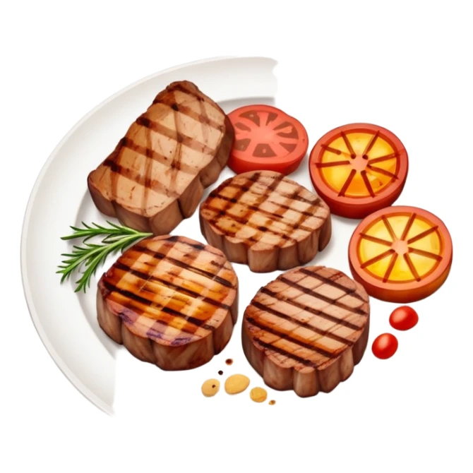 A plate of grill meet with different kind of meets sticker