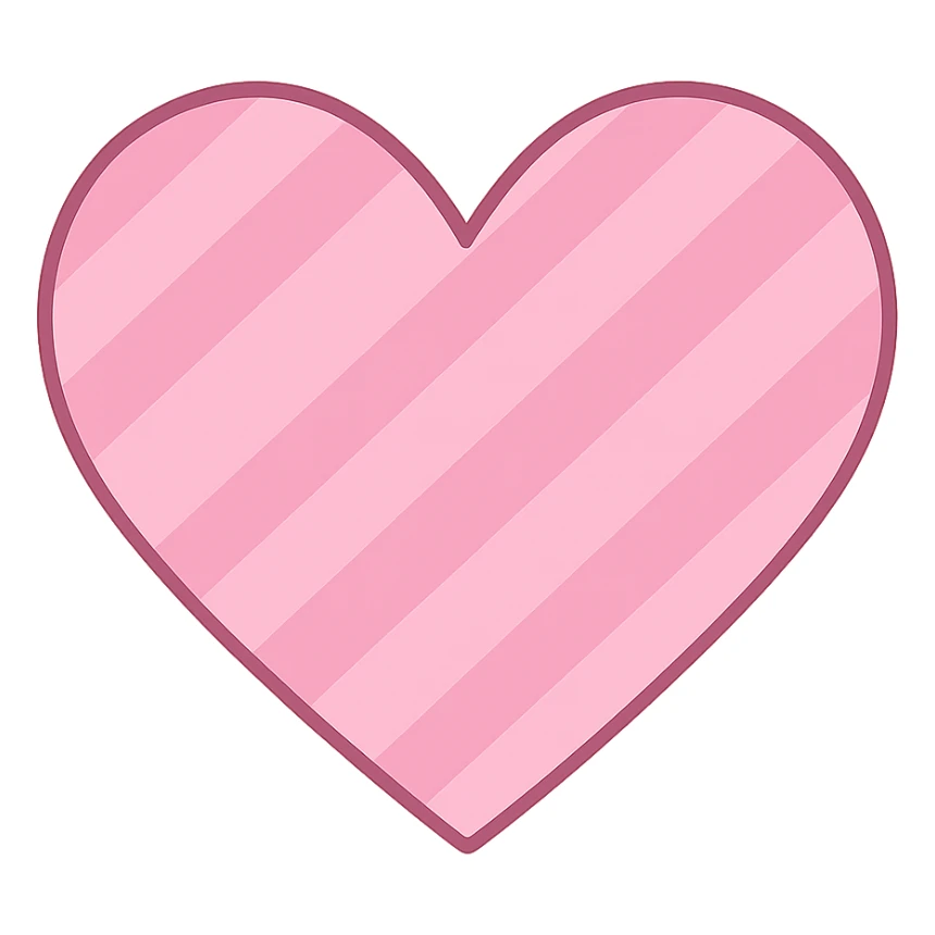 heart with a pink striped pattern, clean digital illustration, no background sticker