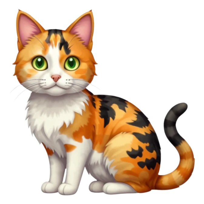 full body anxious looking colourful patchy light calico tabby cat sticker