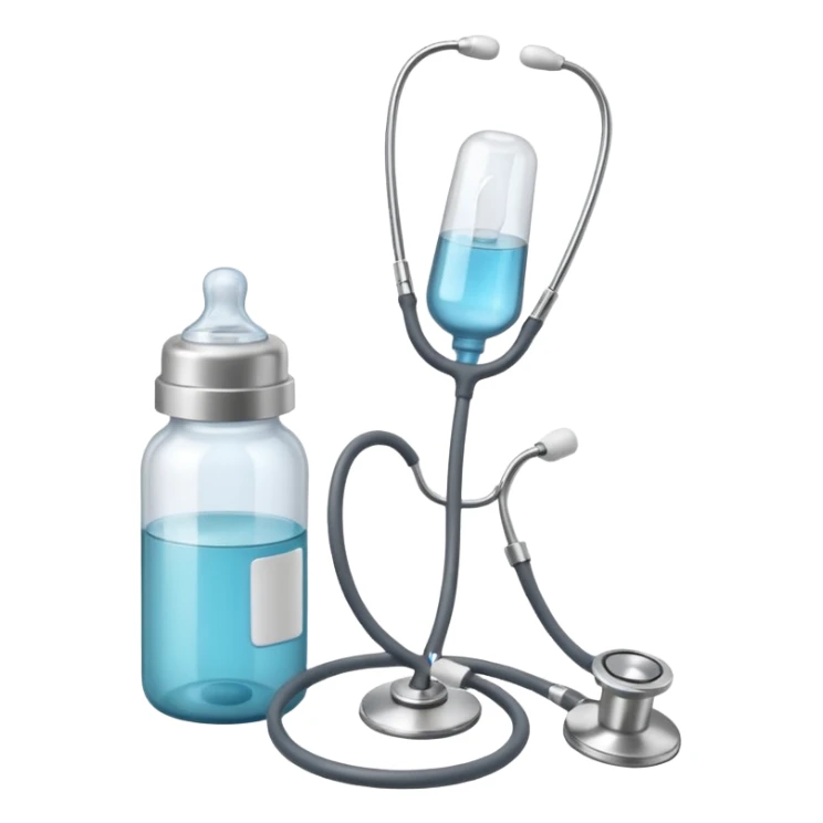 stethescope next to baby bottle sticker