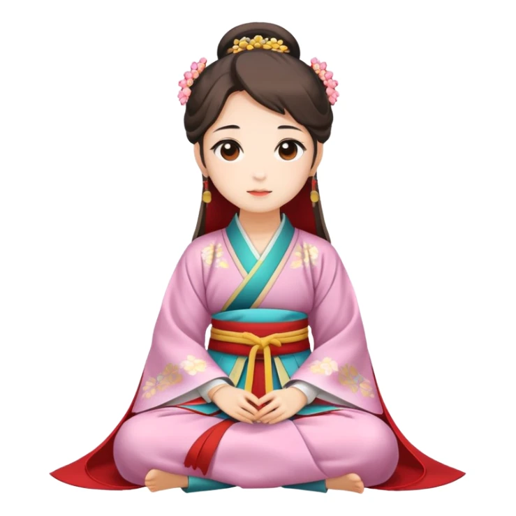 Beautiful girl in Hanfu sitting on the ground sticker