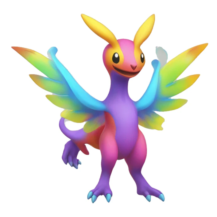 Colorful Neon Colors Flying Fakémon-Pokémon-Creature Full Body sticker