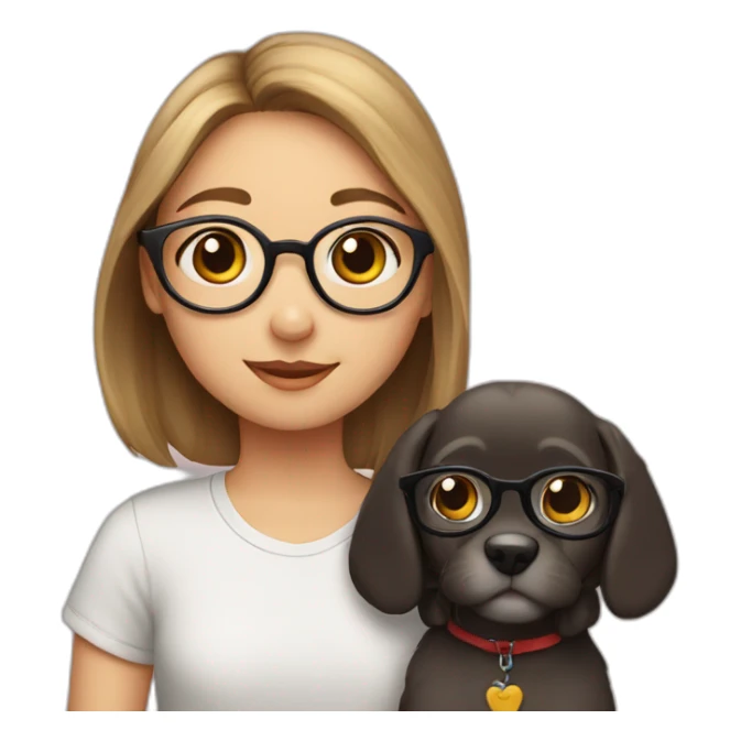 girl with glasses, boy, cat, dog, in love sticker