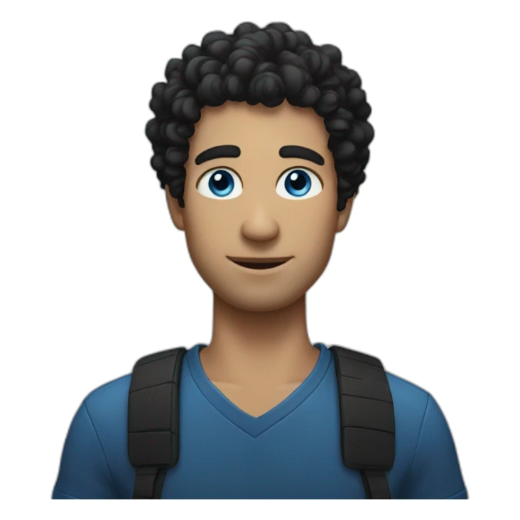 A man with blue eyes and black curly hair sticker