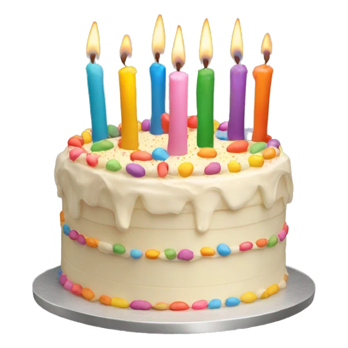Vanilla Birthday cake with colorful candles  sticker