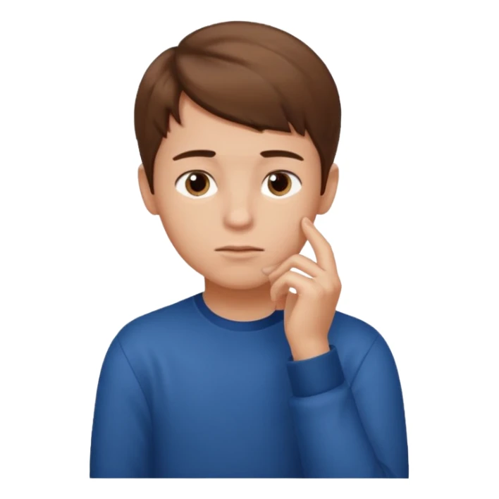 boy thinking with one hand on his chin sticker