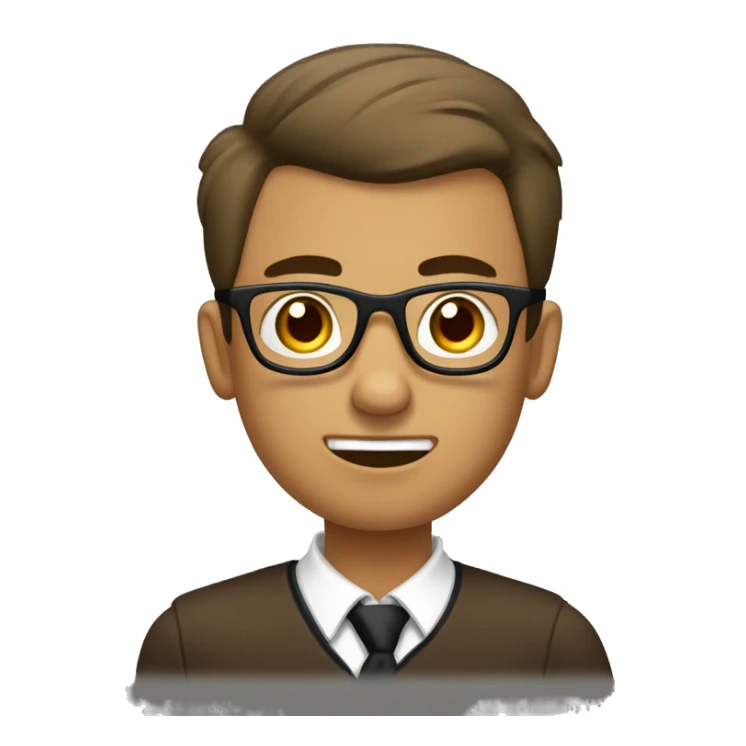 Brown student with a pompadour, glasses and a bald head. He is bored in the classroom. sticker