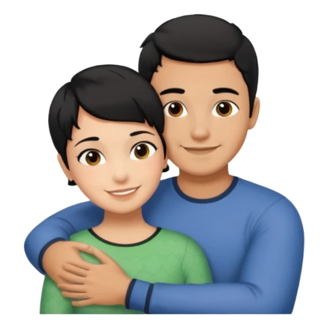 Hot latino man hugging girl black hair pixie cut sticker