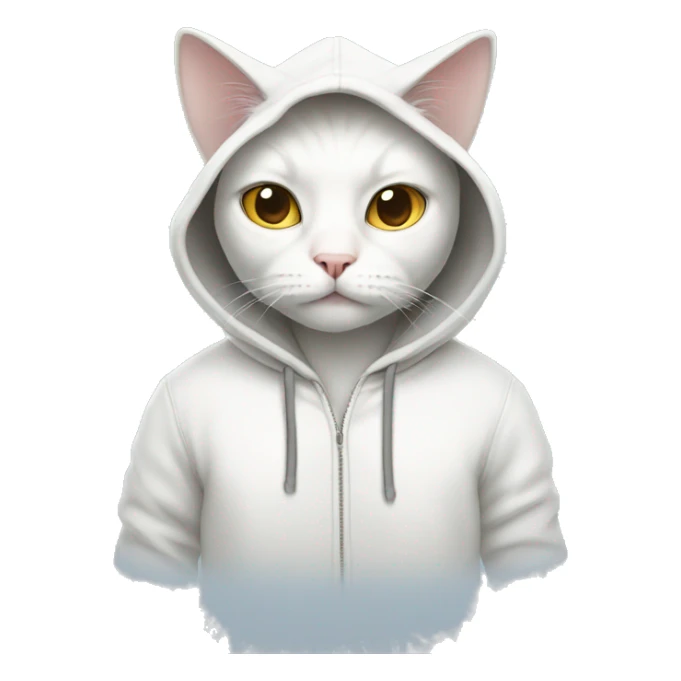 White Cat wearing hoodies  sticker
