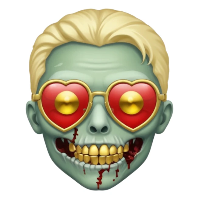 make a zombie with gold teeth and chrome heart glasses sticker