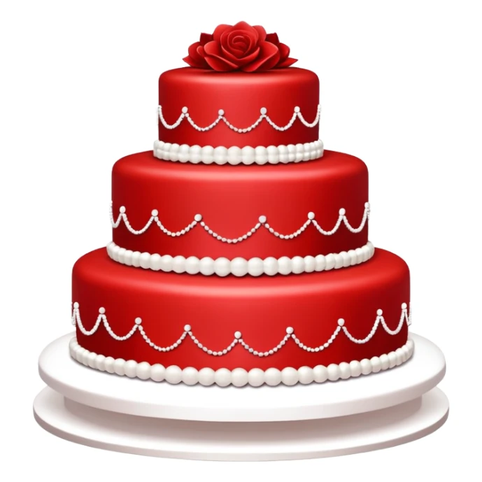 Fully red wedding cake with multiple tiers, all red icing and decorations sticker
