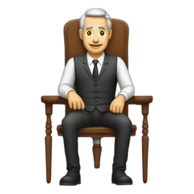 Ein Mensch mit einem Stuhl auf denn Kopf sticker