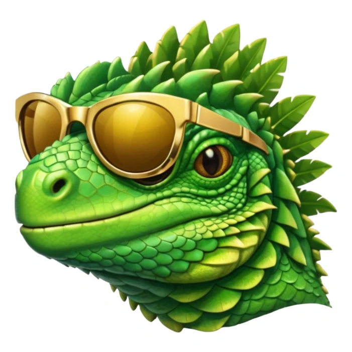 rich capitalist iguana head with golden glossy sunglasses sticker