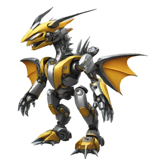 a futuristic mechanical spiky Medabot-Dragon full body sticker