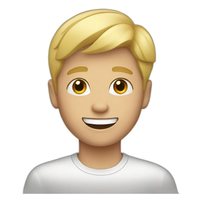 Blonde boy with medium short hair waving to the camera sticker