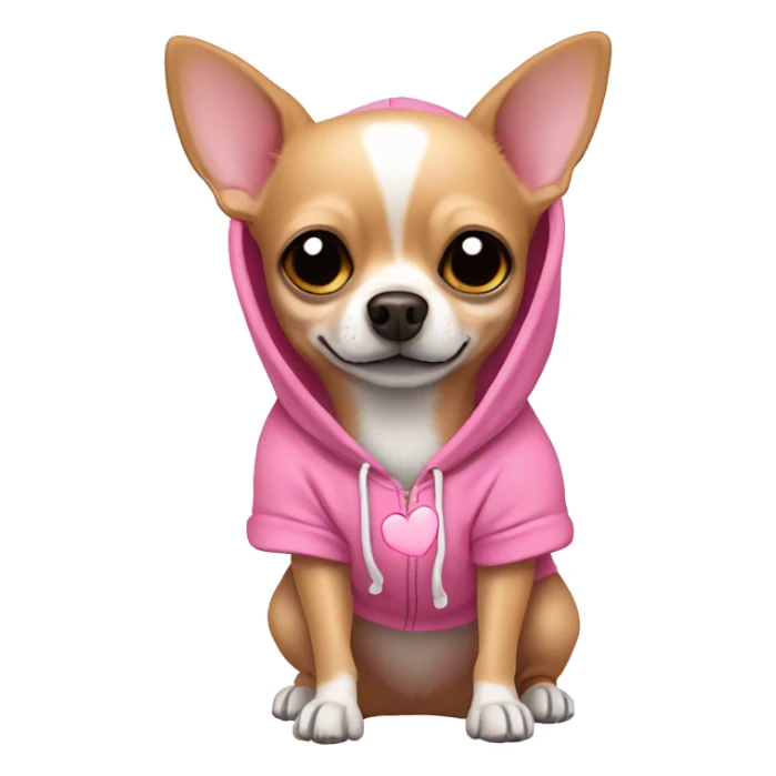Chihuahua wearing a pink heart hoodie sticker