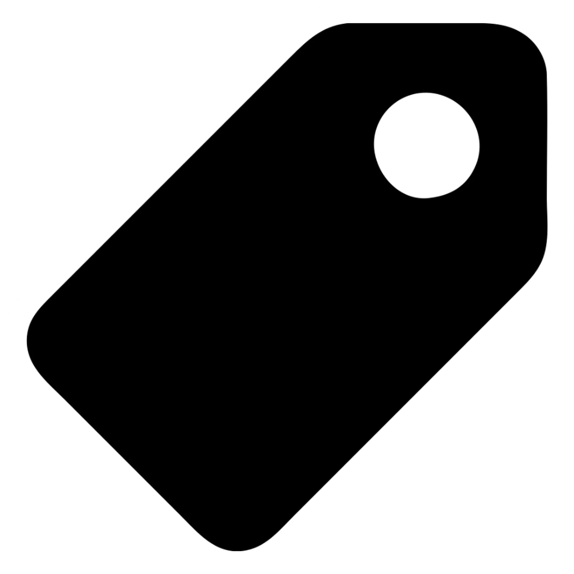 Refine and enhance this price tag icon in the 'Solid' style, making it bolder, more visually appealing, and perfectly balanced with a transparent background. sticker