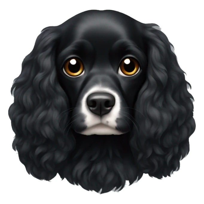 Small completely black king spaniel with black fur on his whole face and white fur on chest sticker