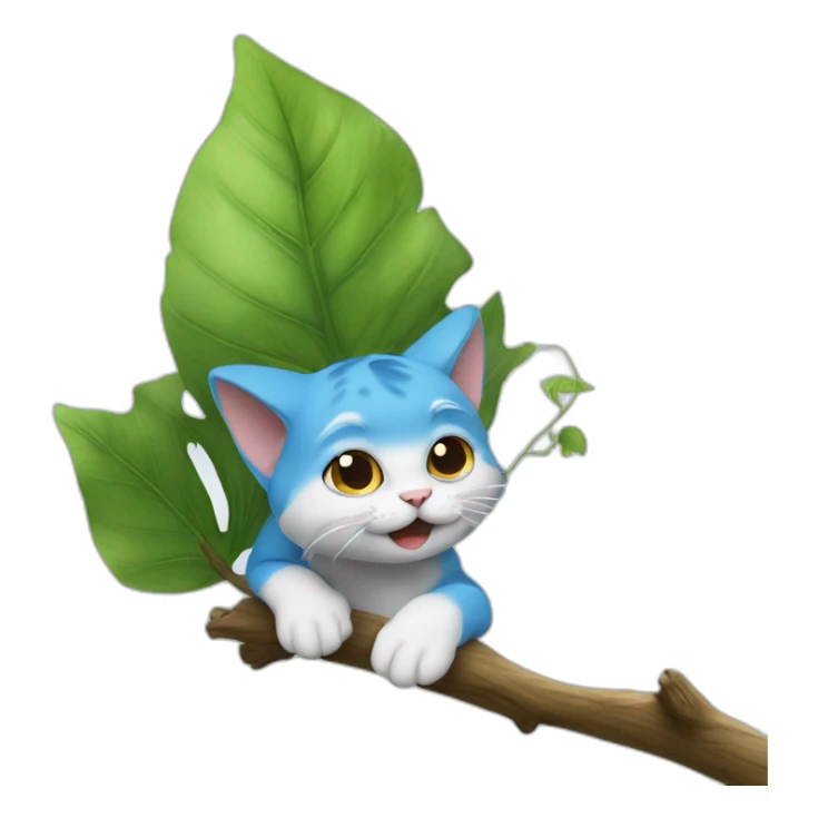 smurf cat qui tien une branche avec un escargo sticker
