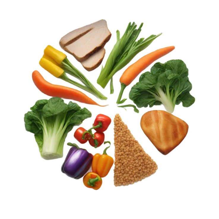 round white plate with healthy food sticker