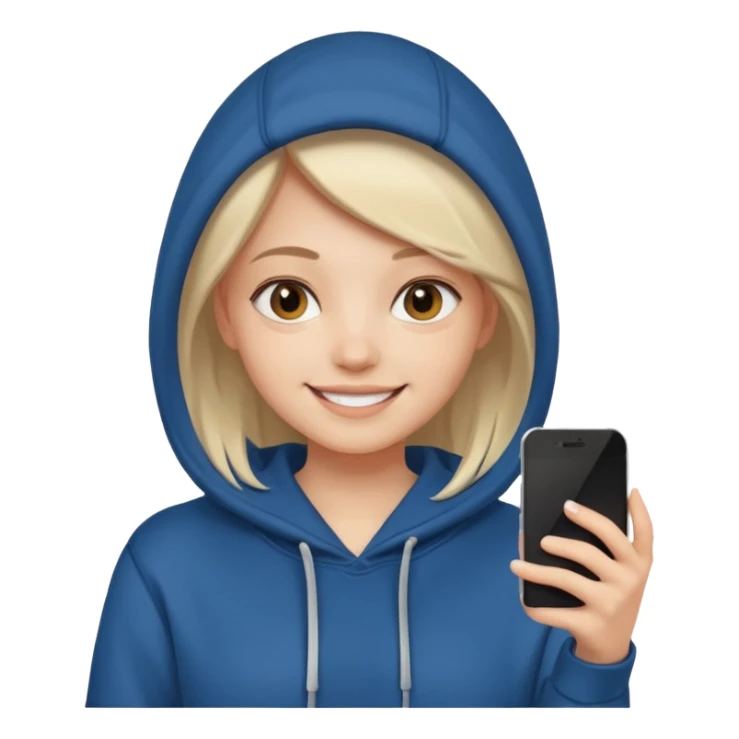 smiling girl in hoodie selfie sticker