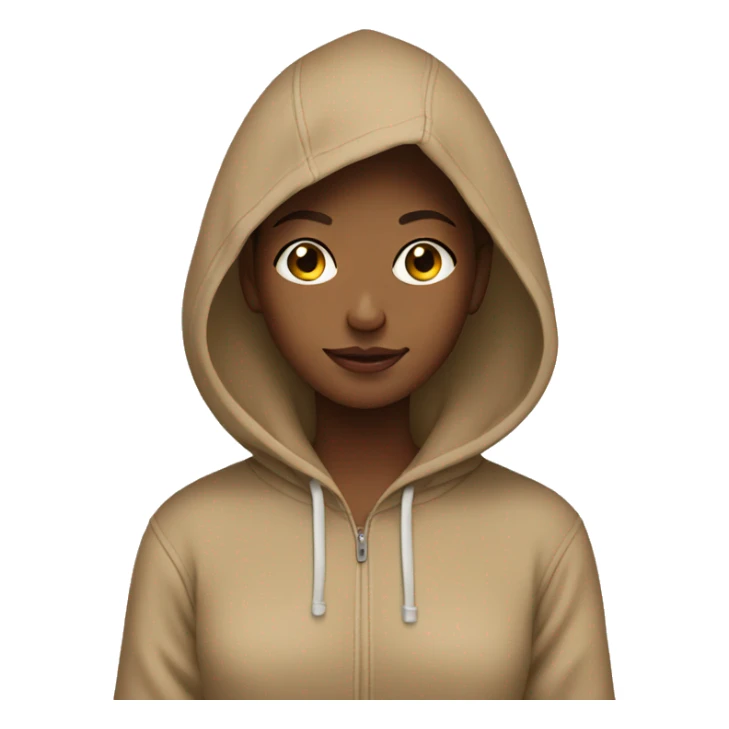 A girl wearing a tan hoodie sticker