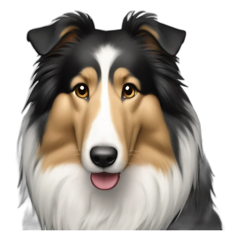black and white rough collie with heart eyes sticker