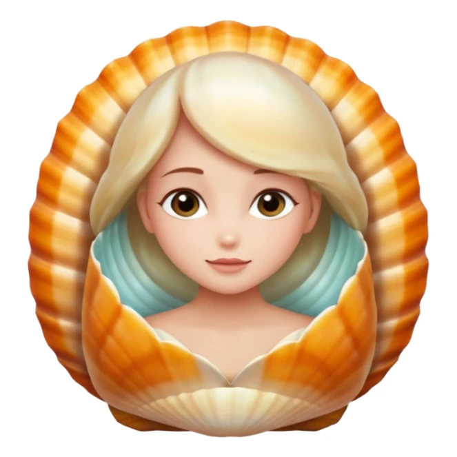 Soft, nurturing, or a bit shy. Very polite and kind. woman in a shell 
more dinamic emoji  sticker