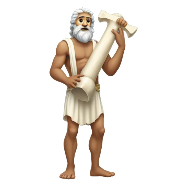 Zeus holding a big femur bone sticker