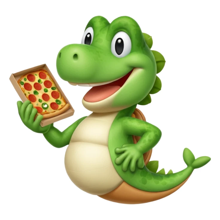 Yoshi holding a pizza box sticker