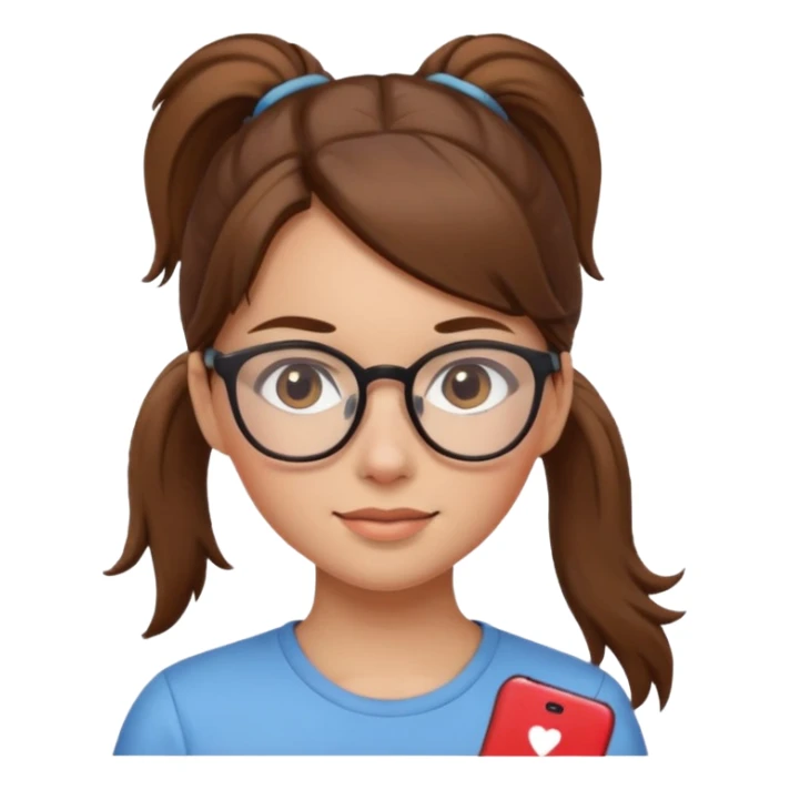 brown haired Ponytail Girl with Glasses sticker