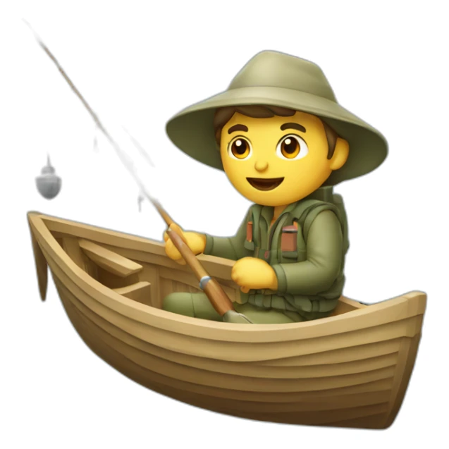 white fisherman in a small boat fishing sticker